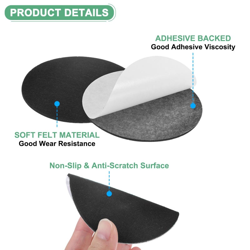 M METERXITY 30-Pack Lamp Base Felt, 3.5 Inch Dia. 2mm Thick Self Adhesive Round Fabric Felt Pads for Lamp/Furniture/DIY, Non-Slip Fiber Backed Patch Circles with Adhesive Backing [Black] - Image 2